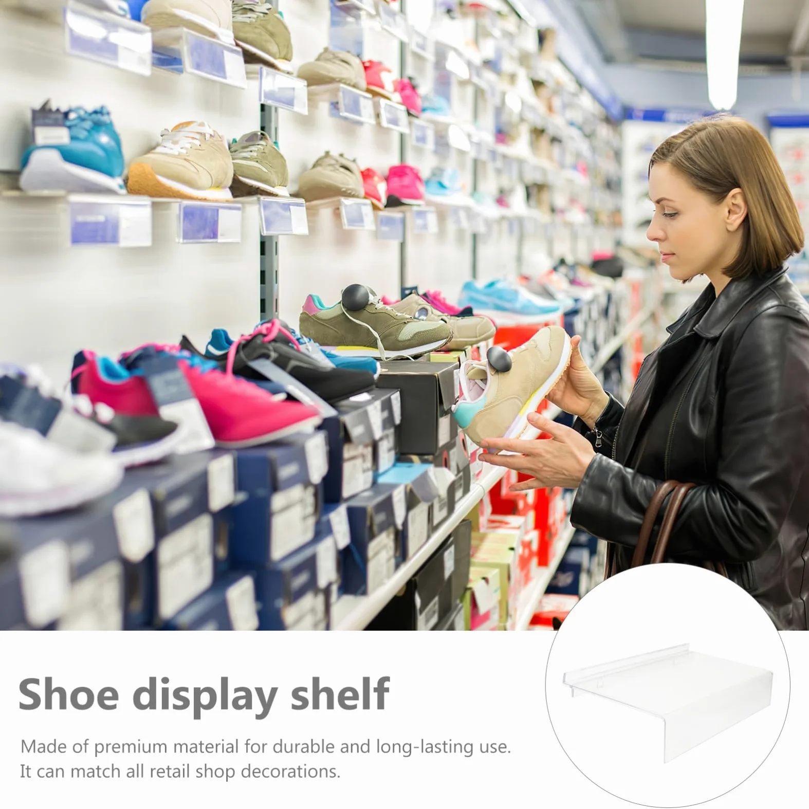 Luxshiny Scaffale per Scarpe da Muro in Plastica 5 Pezzi Etichette, Espositore per Scarpe Facile da Installare per Negozi e Vetrine