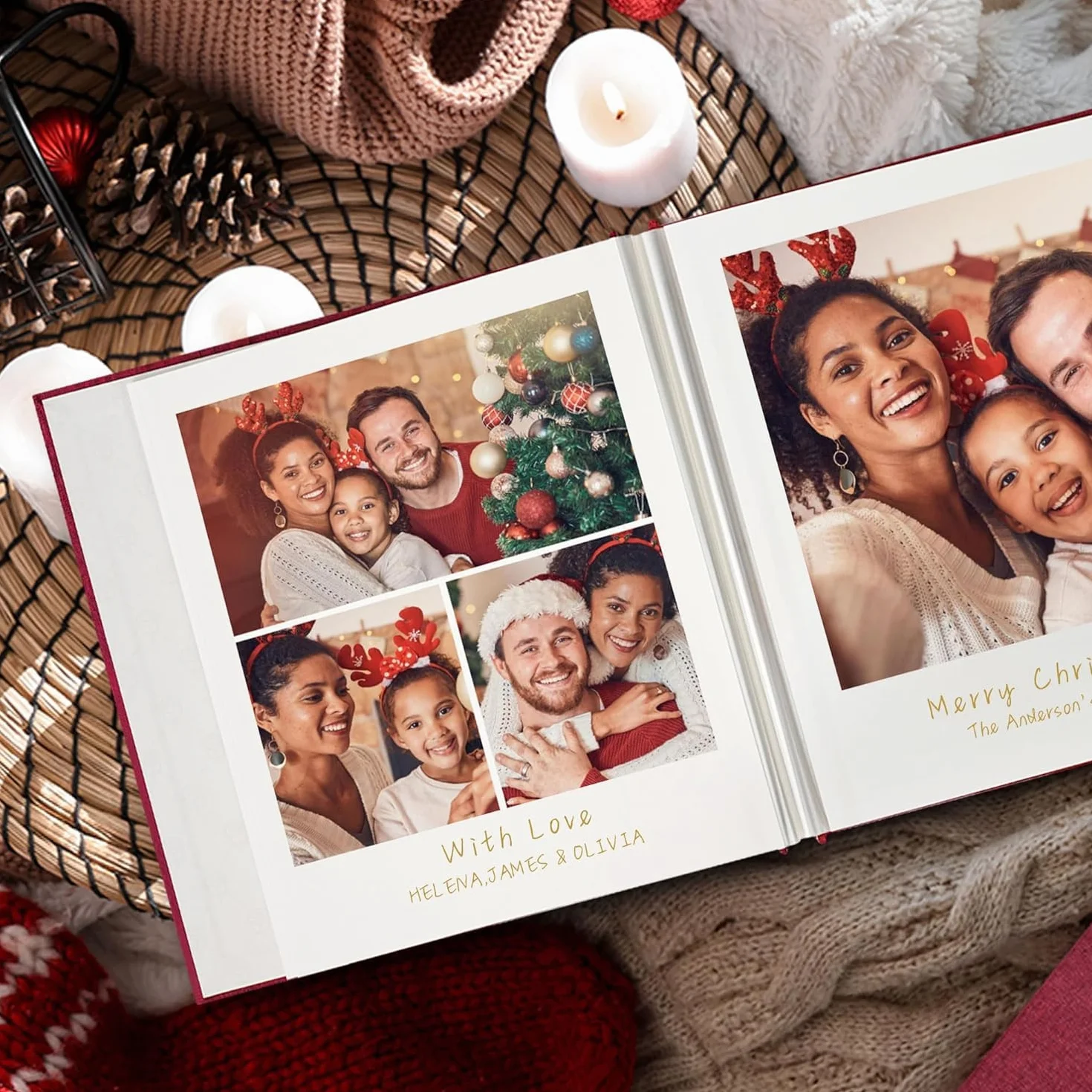 Album Foto Autoadesivo Fai da Te 28x27 cm con 40 Pagine Bianche e Copertina in Lino, Album Fotografico per Foto 10x15, Regalo Nozze Natale Compleanno Bambini, Turchese
