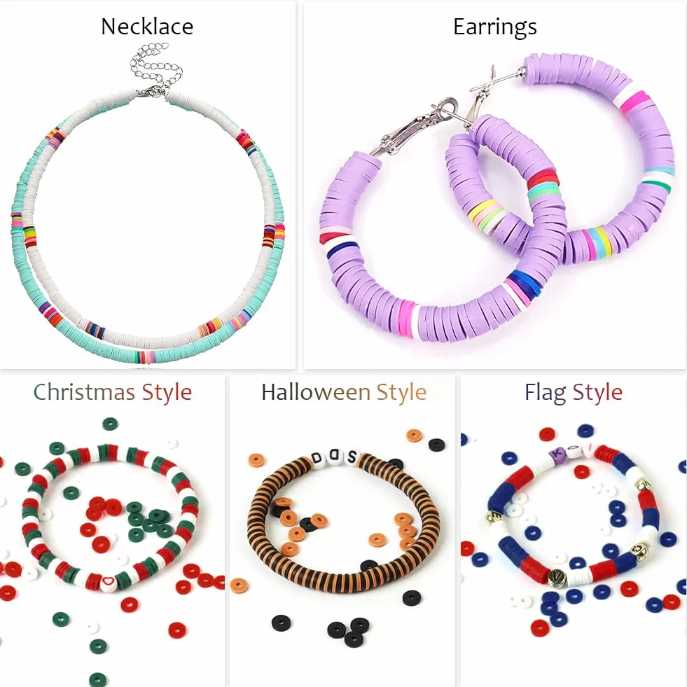 Vicloon Perline di Argilla 6mm 4500Pcs Kit 24 Colori per Braccialetti, Collana, Orecchini Fai Da Te