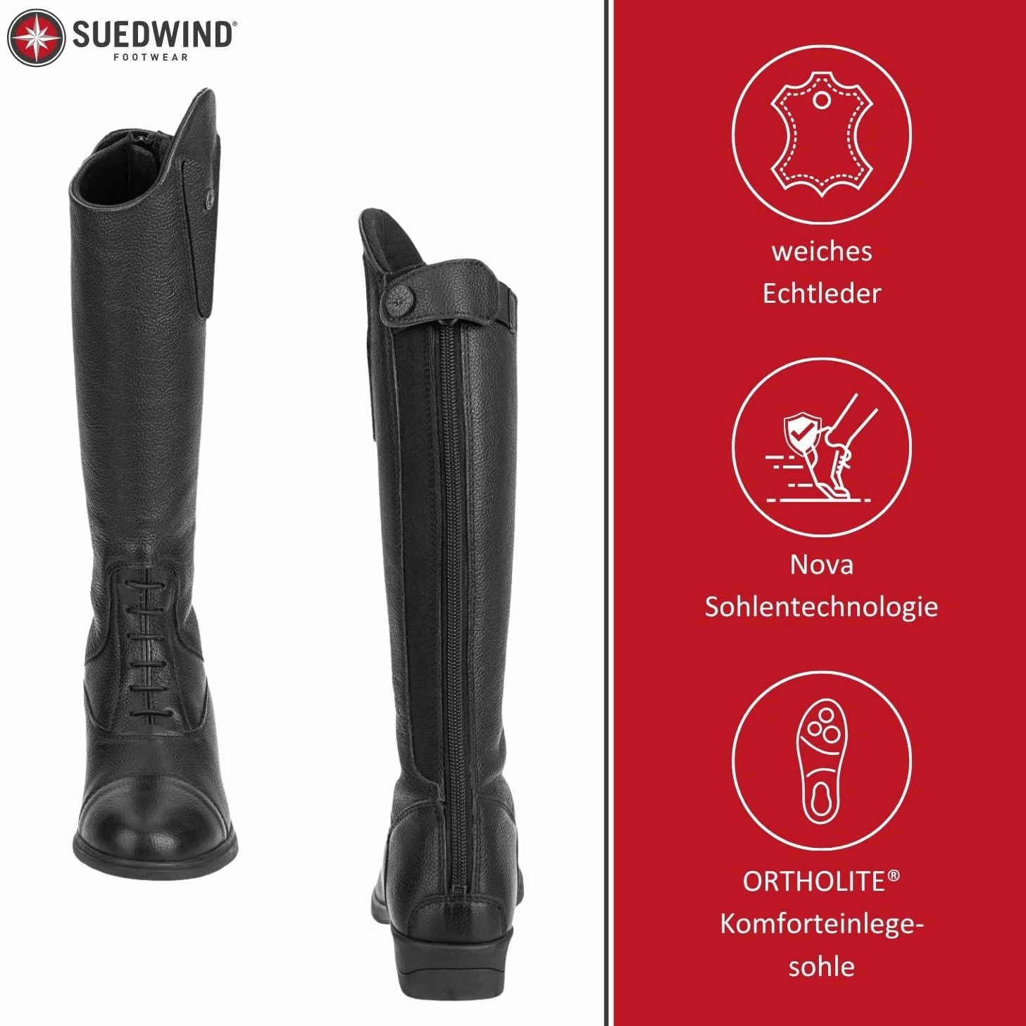 SUEDWIND FOOTWEAR Stivali da equitazione per bambini NOVA KIDS FUN LEATHER vera pelle suola comoda YKK