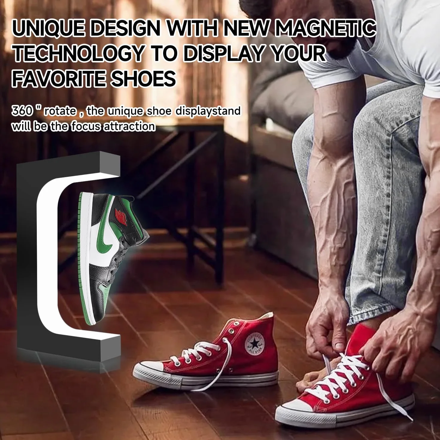 Espositore per scarpe galleggianti, supporto levitante per scarpe da ginnastica, in acrilico, con luce a LED, per pubblicità, mostre, negozi, decorazioni per la casa