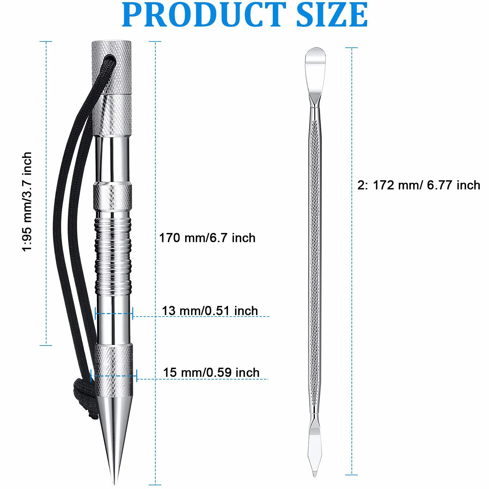 Set Fid Acciaio Inossidabile Marlinspike Cucitura Paracord Aghi Strumento Levigante Annodatore Pelle