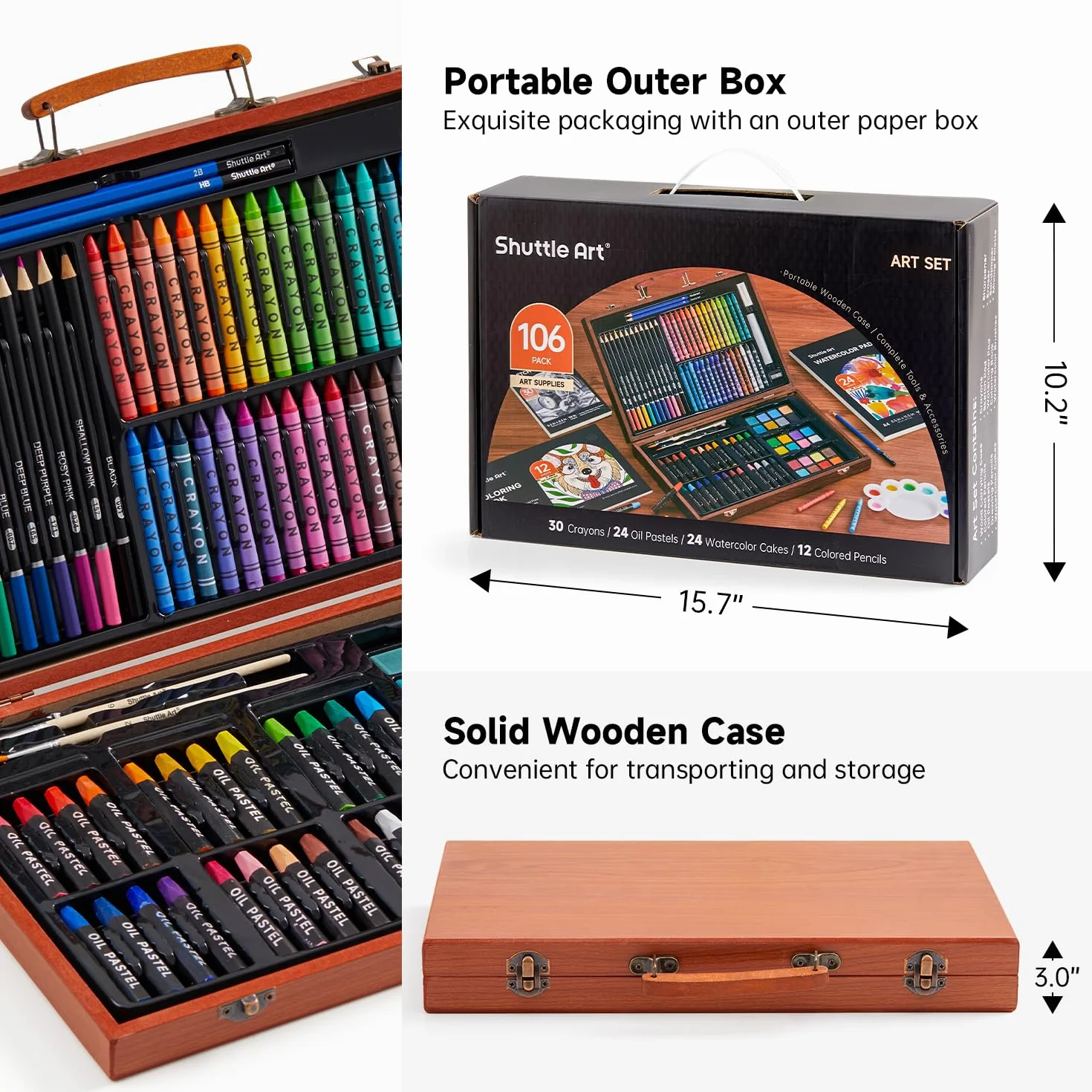 Set d’arte di luxe, Shuttle Art Kit d’arte con penne acriliche da disegno pastelli a olio acquoso pannelli di colore filigrana libri di colore acquoso Pad da disegno per bambini adulti