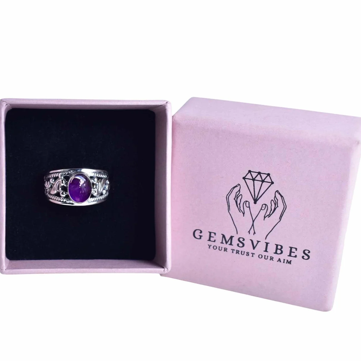 Anello in ametista viola autentica argento sterling 925 per donna regalo pietra portafortuna febbraio misura 6