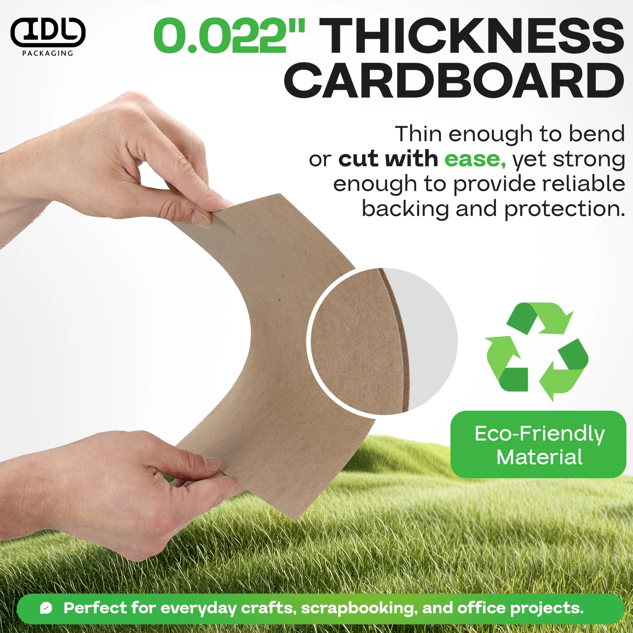 IDL Packaging - 200 fogli di carta kraft, 200 x 200 fogli, realizzati negli Stati Uniti, per scrapbooking, incorniciatura, cartone da 0,1 cm di spessore, timbri