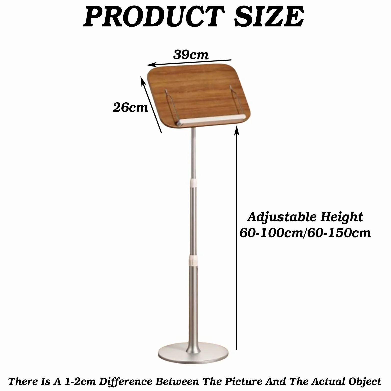 Generico Leggio da Pavimento Regolabile con Supporto per spartiti, Altezza 60-100 cm, Supporto Inclinato per Libri, Ideale per casa e Ufficio, Perfetto per Musicisti e Lettori.