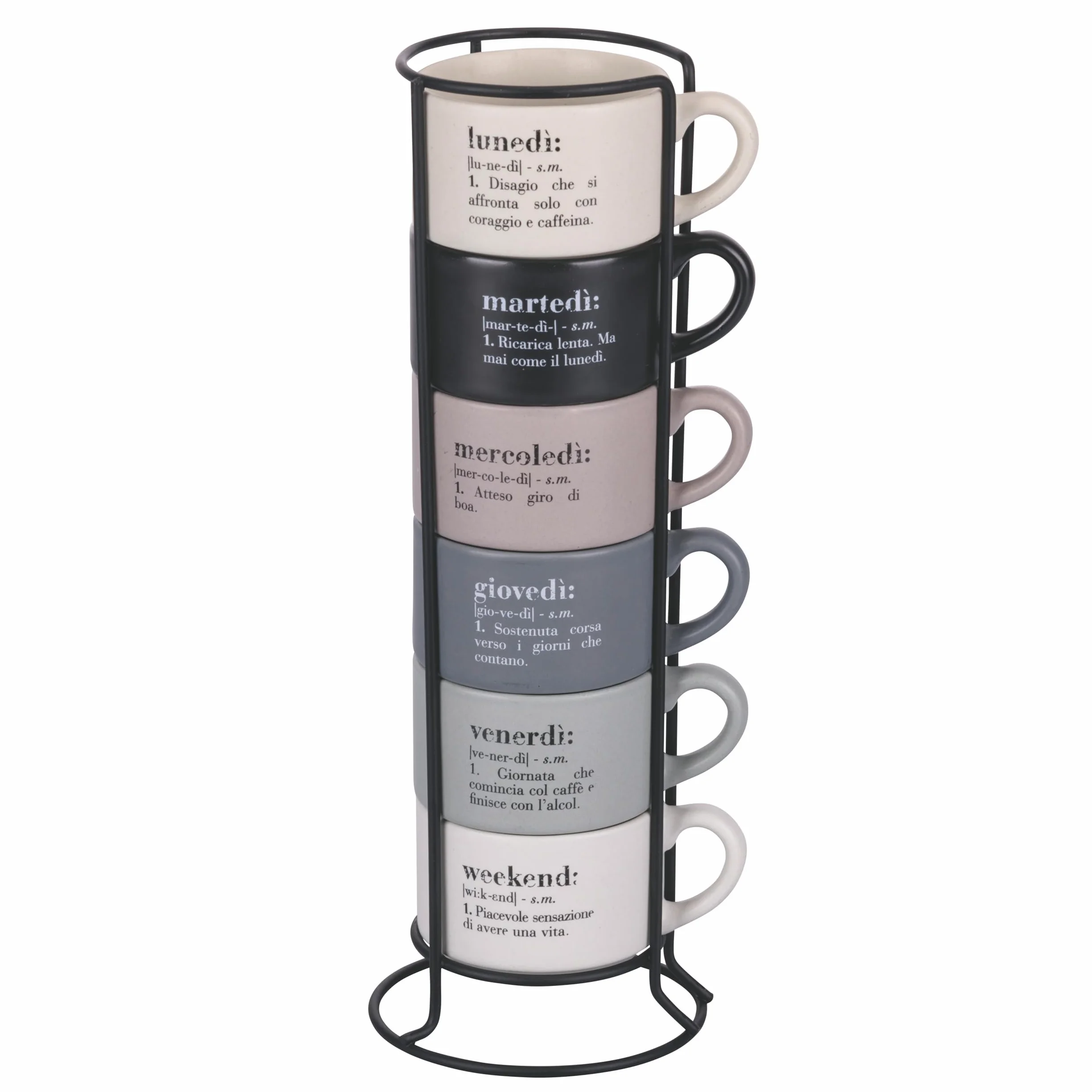 Villa d'Este Home Tivoli Set 6 tazzine caffè 90 ml porcellana con stand