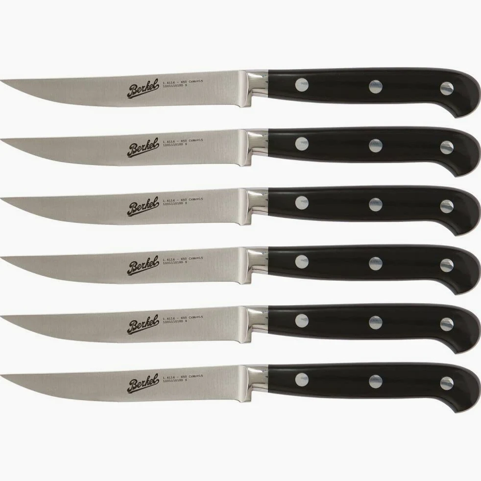 Berkel - ADHOC SET 6 COLTELLI DA BISTECCA NERO LAMA LISCIA