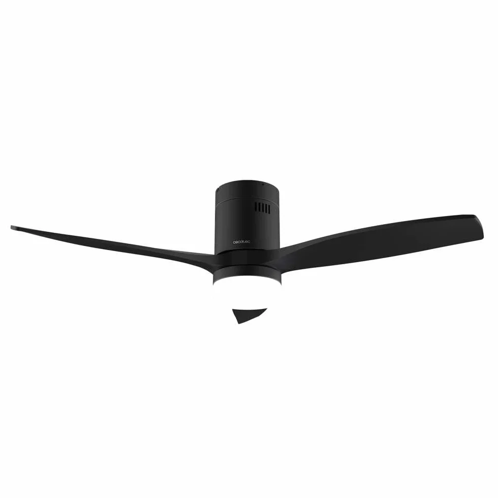 Cecotec Ventilatore da Soffitto con Luce EnergySilence Aero 5600 Aqua Black&Black Connected. 40 W, LED 18 W, Diametro 132 cm, Wi-Fi, Telecomando, Protezione IP44, Timer 8 Ore, 3 Pale, 6 Velocità