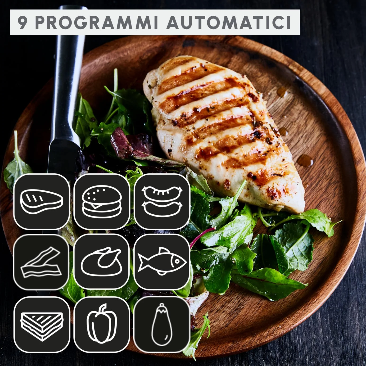 Moulinex Optigrill+ XL, Griglia Elettrica da Interno Ideale per Cucinare Carne, Pesce e Verdure, Indicatore di Cottura, 9 Programmi Automatici, Piastre Antiaderenti Facile da Pulire, GI7278