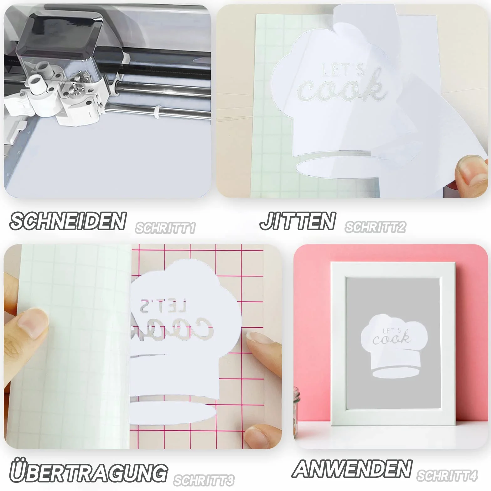 IModeur Vinilo adesivo bianco - 30,5 cm x 153 cm pellicola adesiva bianco lucido, vinile bianco per Cricut, Silhouette Cameo, La maggior parte delle macchine da taglio