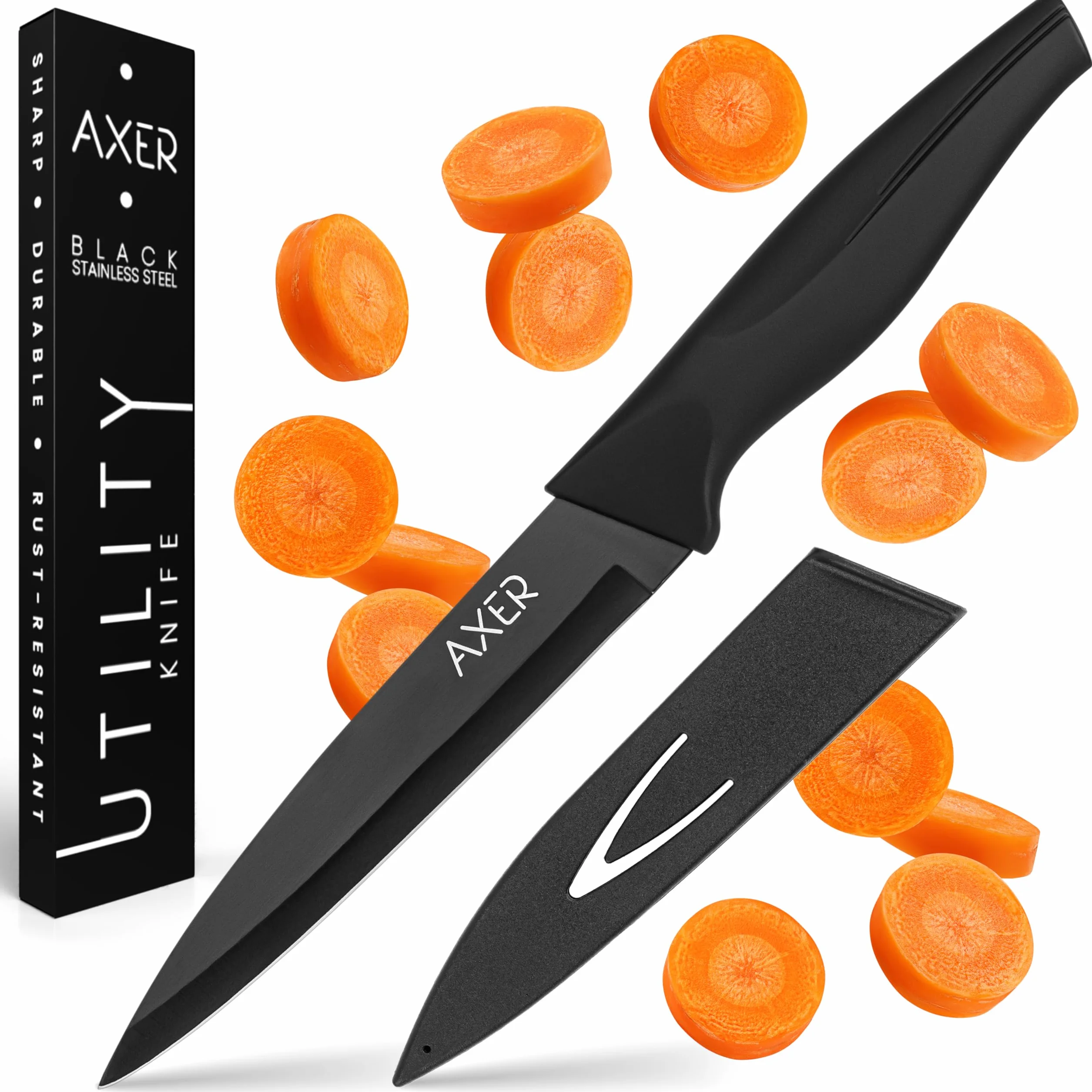 Axer Coltello da Cucina Professionale Multiuso 12 cm Lama Liscia