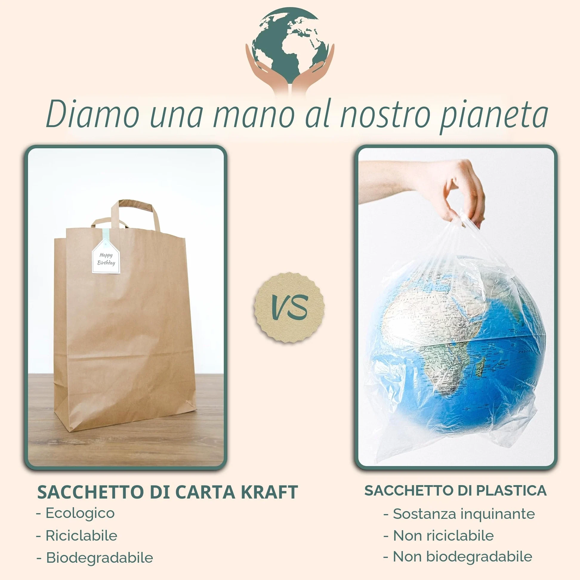 PACKY - Sacchetti Carta Con Manici 22x28x10 Cm - 250 Pezzi - Buste Carta | Ampia scelta