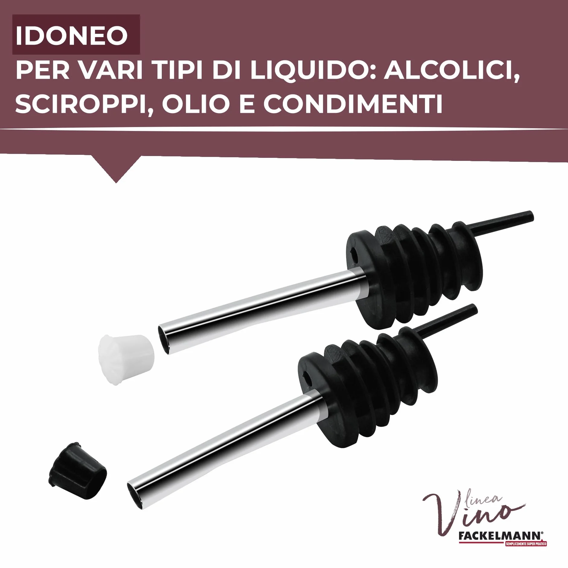 Fackelmann Tappi Versatori Antigoccia 2 Pezzi Acciaio Inox Argento
