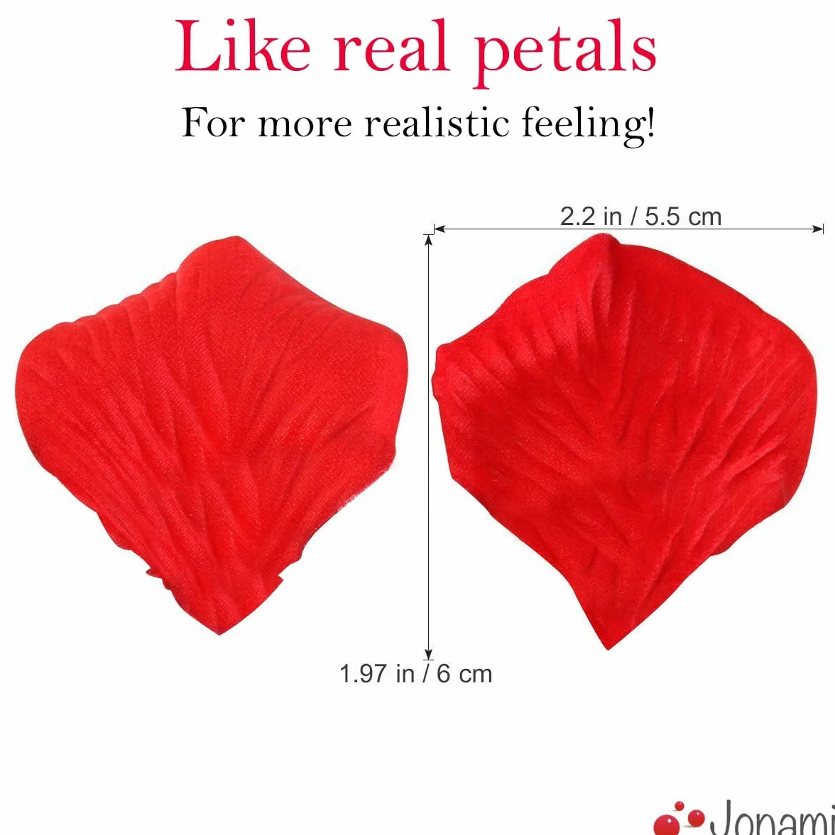 Jonami Petali di Rosa in Seta Artificiale Rossi per Decorazione Romantica 1200 pz