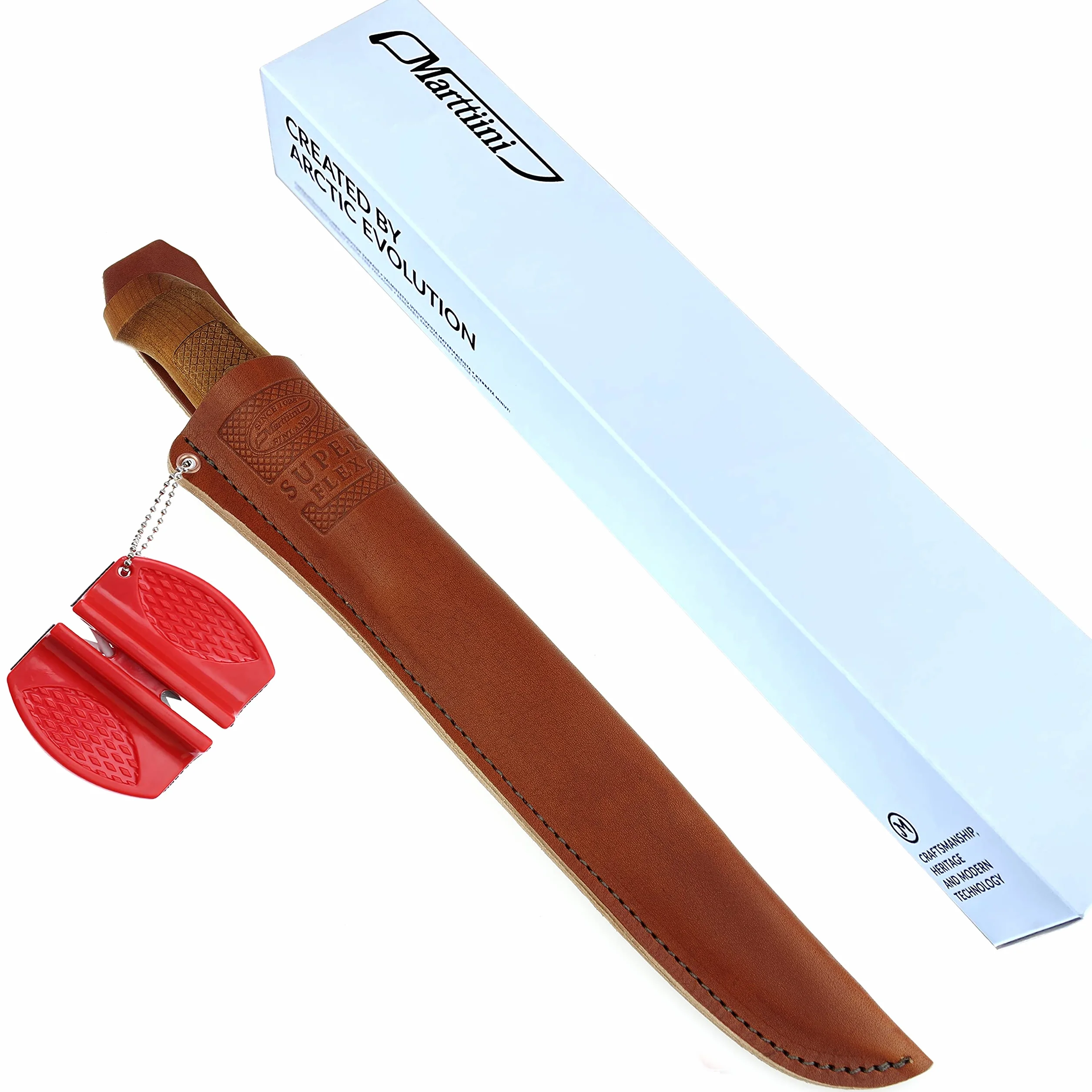 Marttiini, Coltello Superflex, da 30,6 cm + affilacoltelli Lansky Crock, coltello estremamente tagliente e flessibile, per pesce e carne