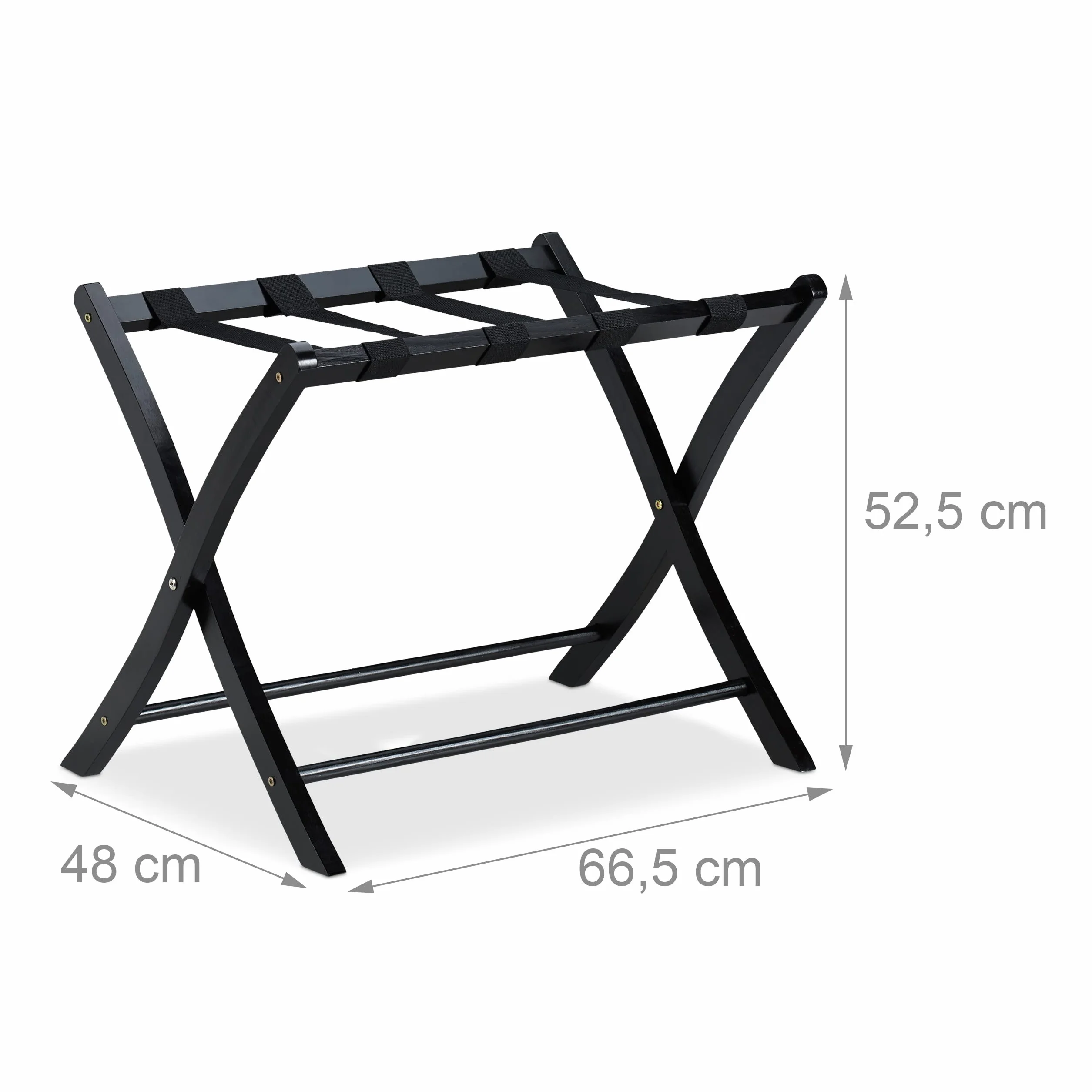 Relaxdays Portavaligie Pieghevole, Scaffale in Legno, Nero, 52,5x66,5x48 cm