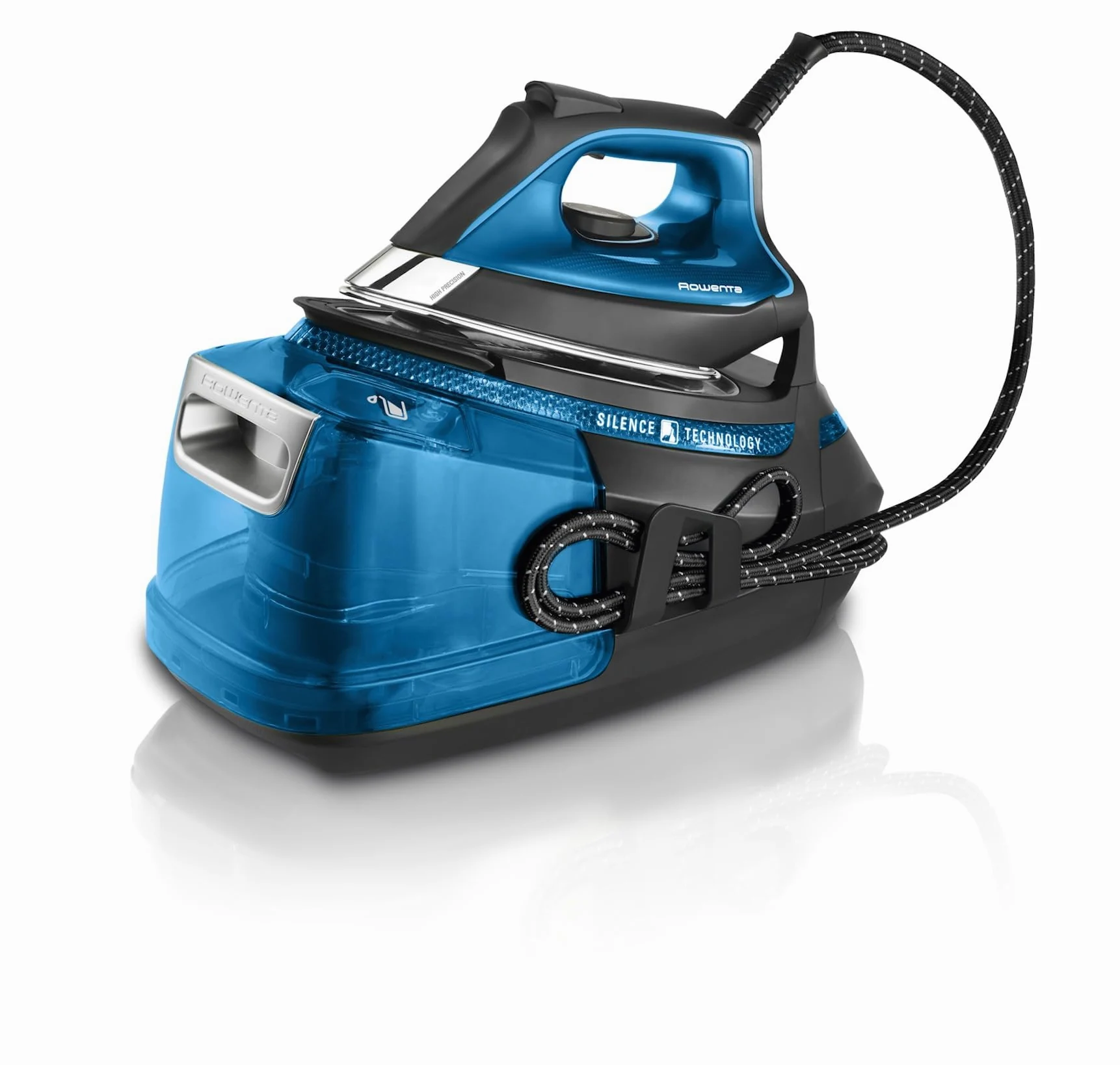 Rowenta Silence Steam Pro DG9222, Ferro da Stiro con Caldaia Silenziosa, 2800W, 1.3 L, Ferro da Stiro a Vapore 7.5 bar, 480 g/min, Colore Nero/Blu