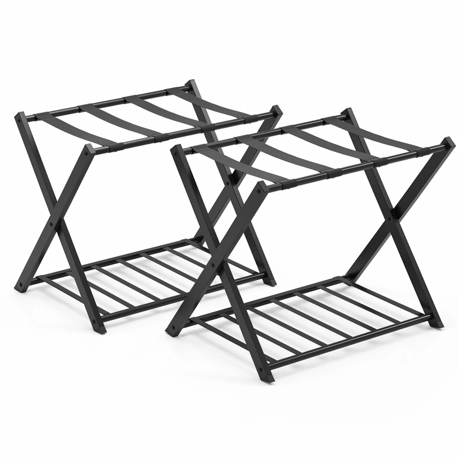 GIANTEX Portavaligia Pieghevole 70 kg 2 Ripiani Scarpiera Ferro 63,5x44x67 cm Nero