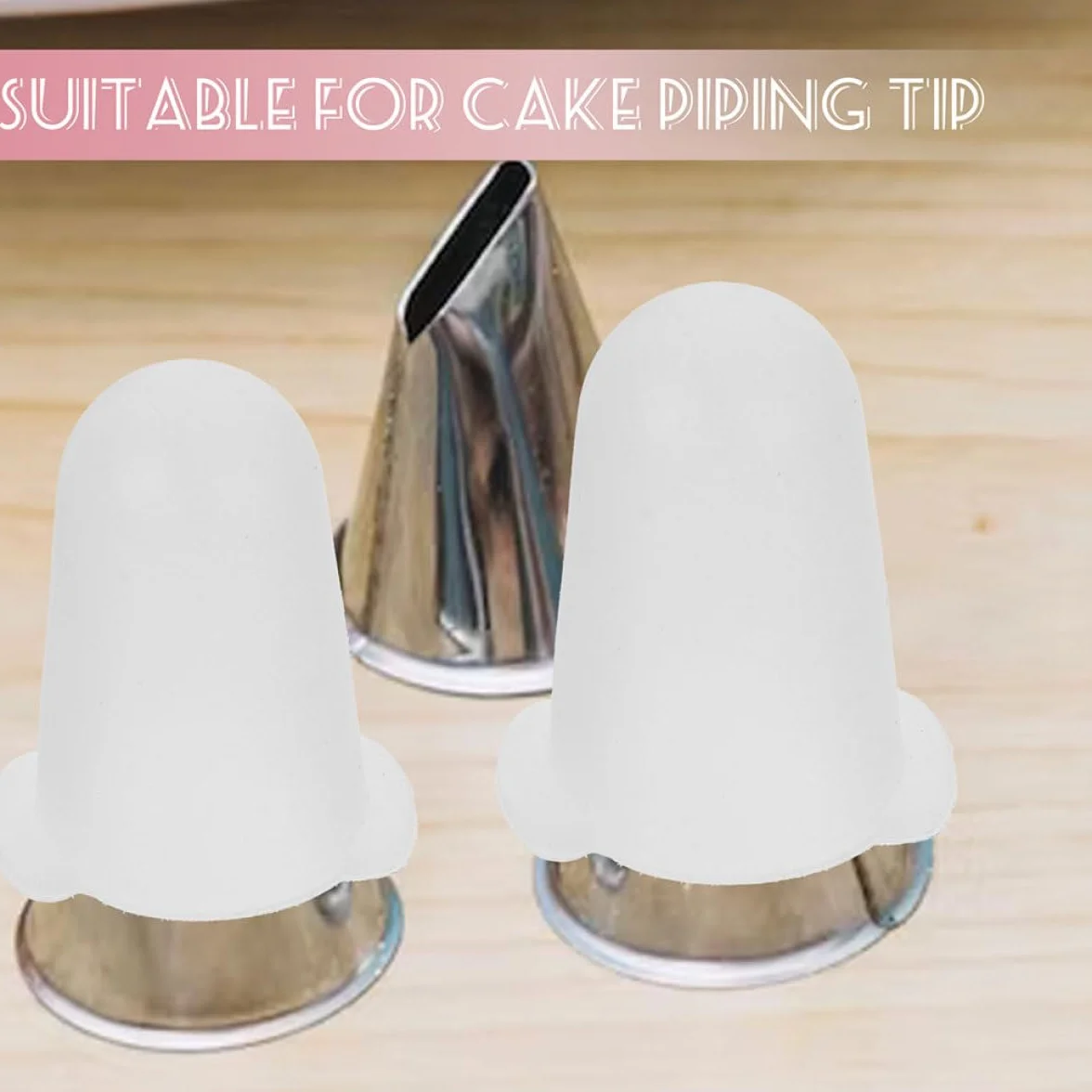 TOYANDONA 6 Pezzi Coperture Protettive in Silicone per Punte da Torta, Flessibili e Resistenti, Adatte alla Maggior Parte delle Punte per Decorare Torte in Bianco