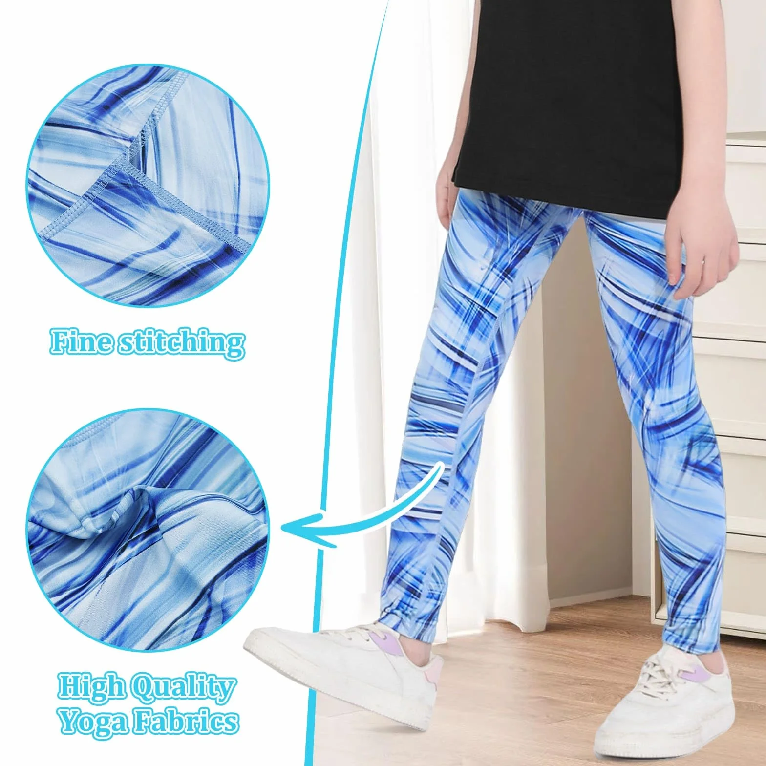 Leggings per Bambina Ragazze Elastici Sportivi Pantaloni Colorati Stampati Lunghi Leggins Palestra Pantaloni Morbidi Yoga Pants Adolescenti Fitness Ginnastica Sport Abbigliamento 6-13 Anni