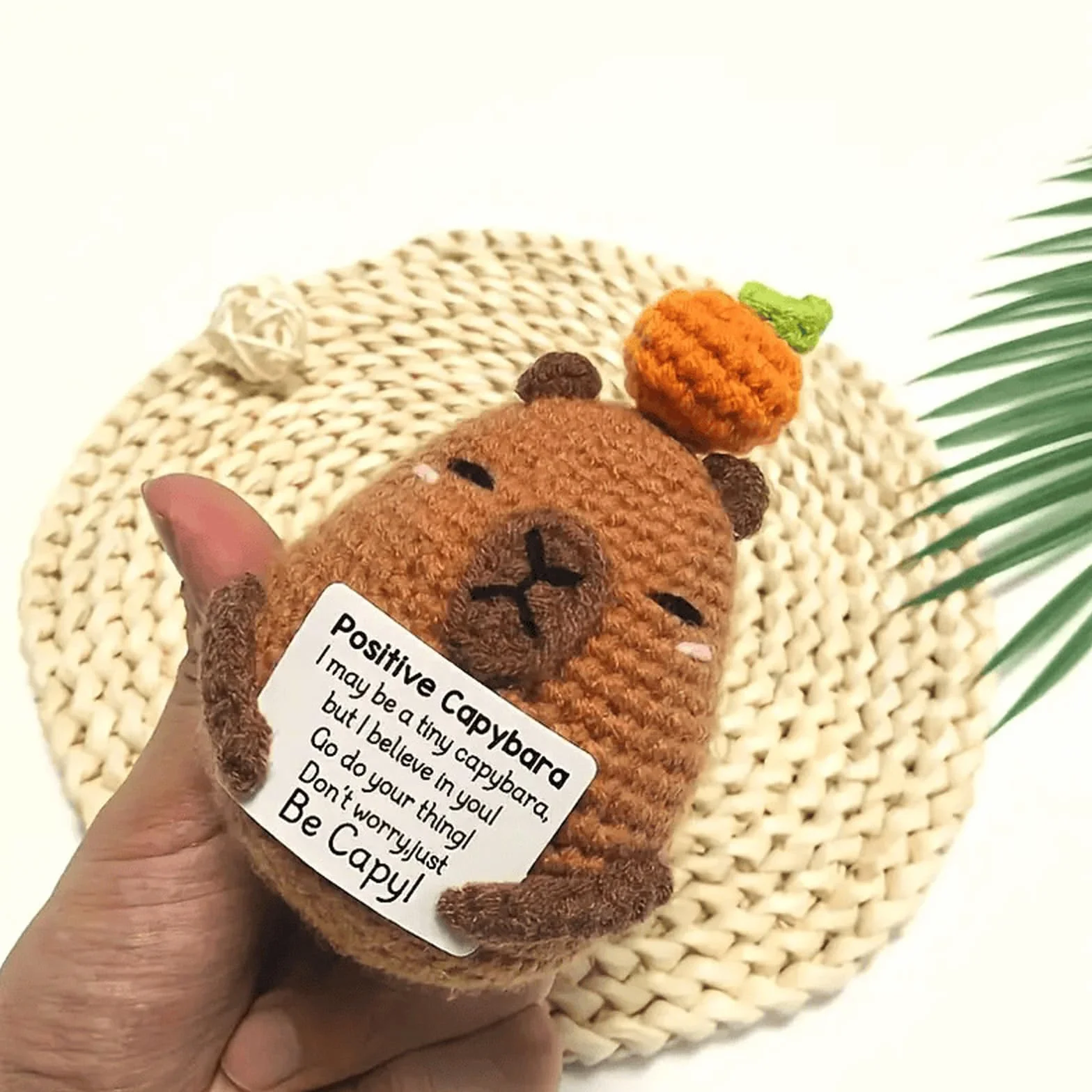 Capibara Positiva, Patata Positiva Uncinetto, Divertente Positive Capibara Supporto Emotivo, Capybara Motivazionale con Carta, Capybara Portafortuna Regalo per per Famiglia Amici Collega