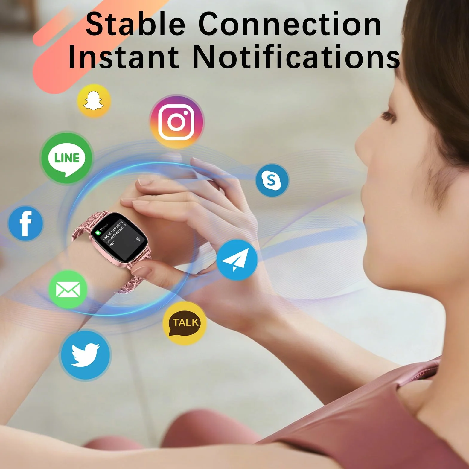 coioc Smartwatch Donna,2 Cinturini,Risposta/Effettuazione Chiamate,Schermo Ultra Nitido1.85'' HD,Fitness Tracker Frequenza Cardiaca/Sonno/SpO2,Compatibile IOS/Android,120+Modalità Sportive,IP68