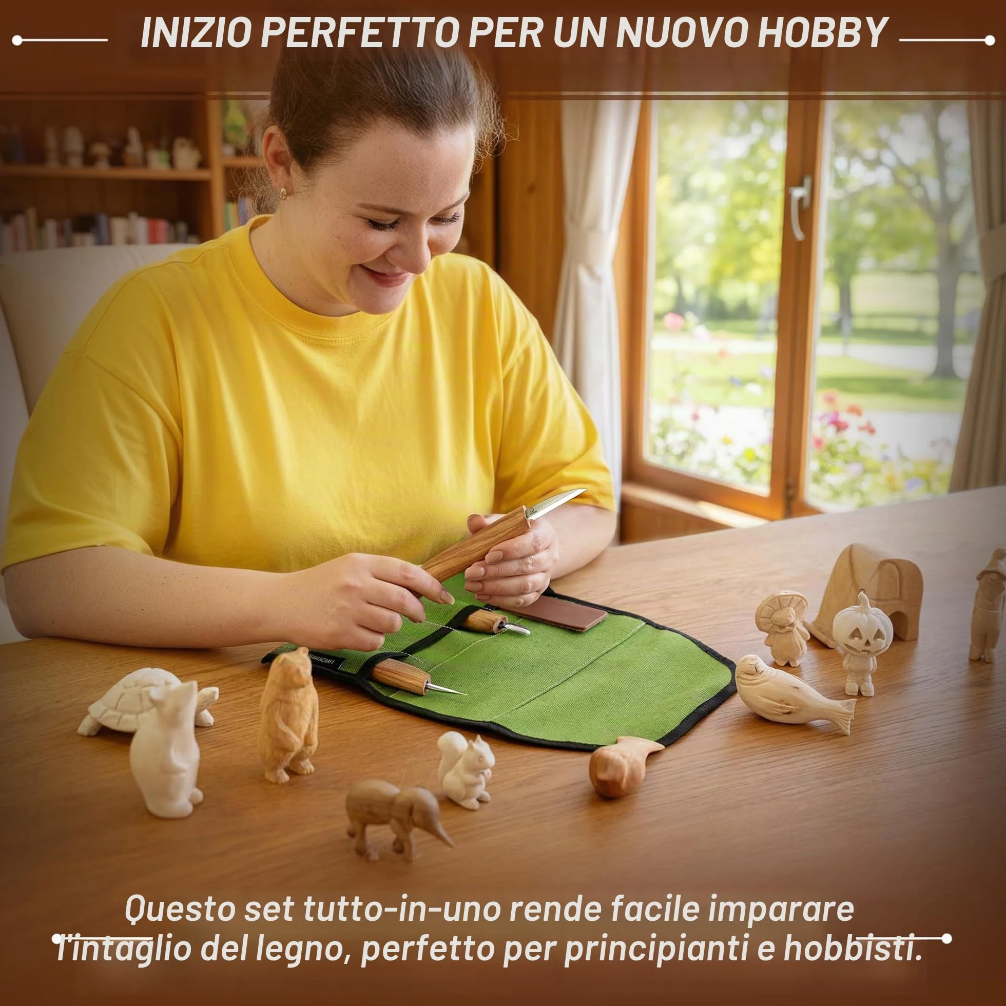 BeaverCraft S15 - Kit per intaglio del legno, set di strumenti per intaglio del legno, kit di coltelli da intaglio, set di coltelli da intaglio, per principianti