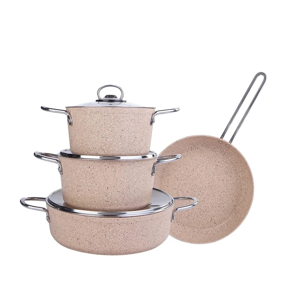7 Pezzi/Set Set di pentole e padelle in Acciaio Inox Antiaderente (D)