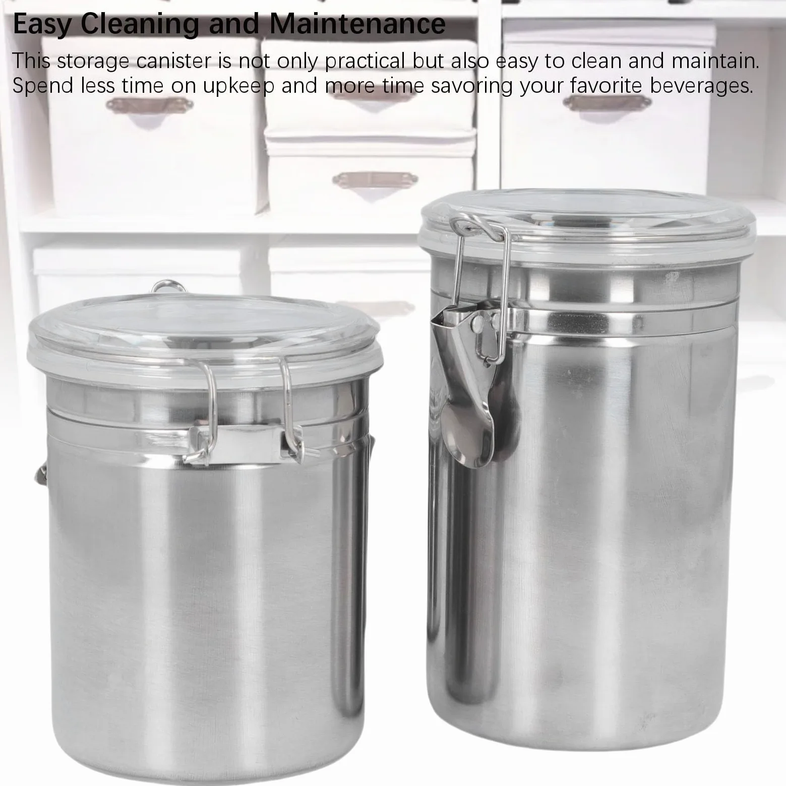 Set di contenitori per alimenti ermetici in acciaio inossidabile di 4 contenitori sigillati durevoli per l'organizzazione della dispensa della di caffè, tè, latte in polvere