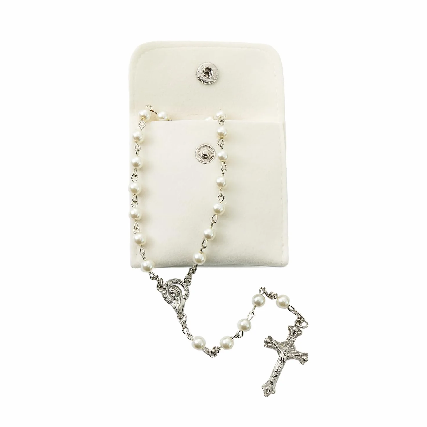 Collana di Rosario per Donne con Perline Artificiali, Stile Monocromatico, Regalo Spirituale per Donne