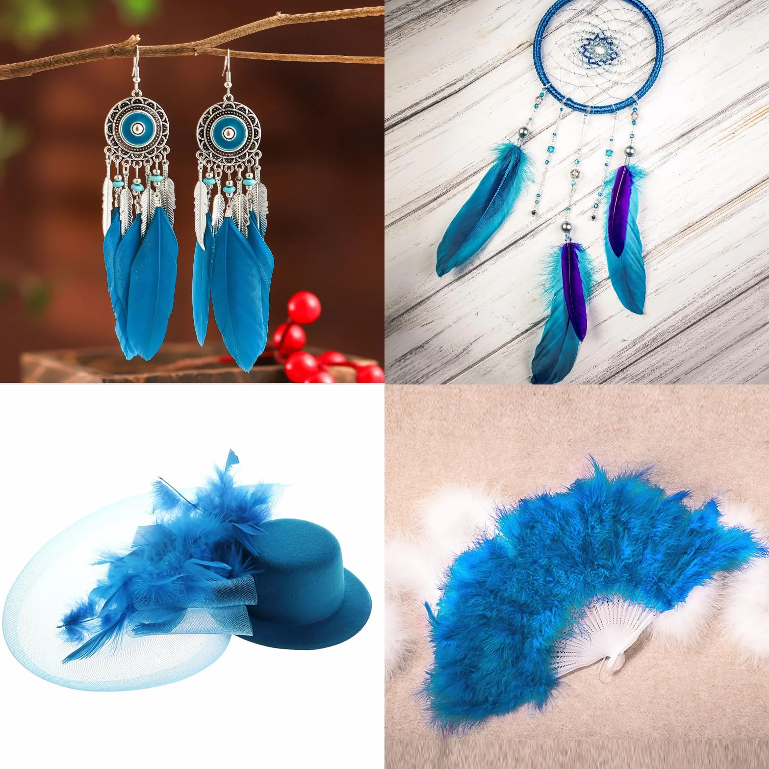 400 Pezzi Piume Decorative Blu Naturali 7-15cm per Acchiappasogni Decorazioni Artigianato