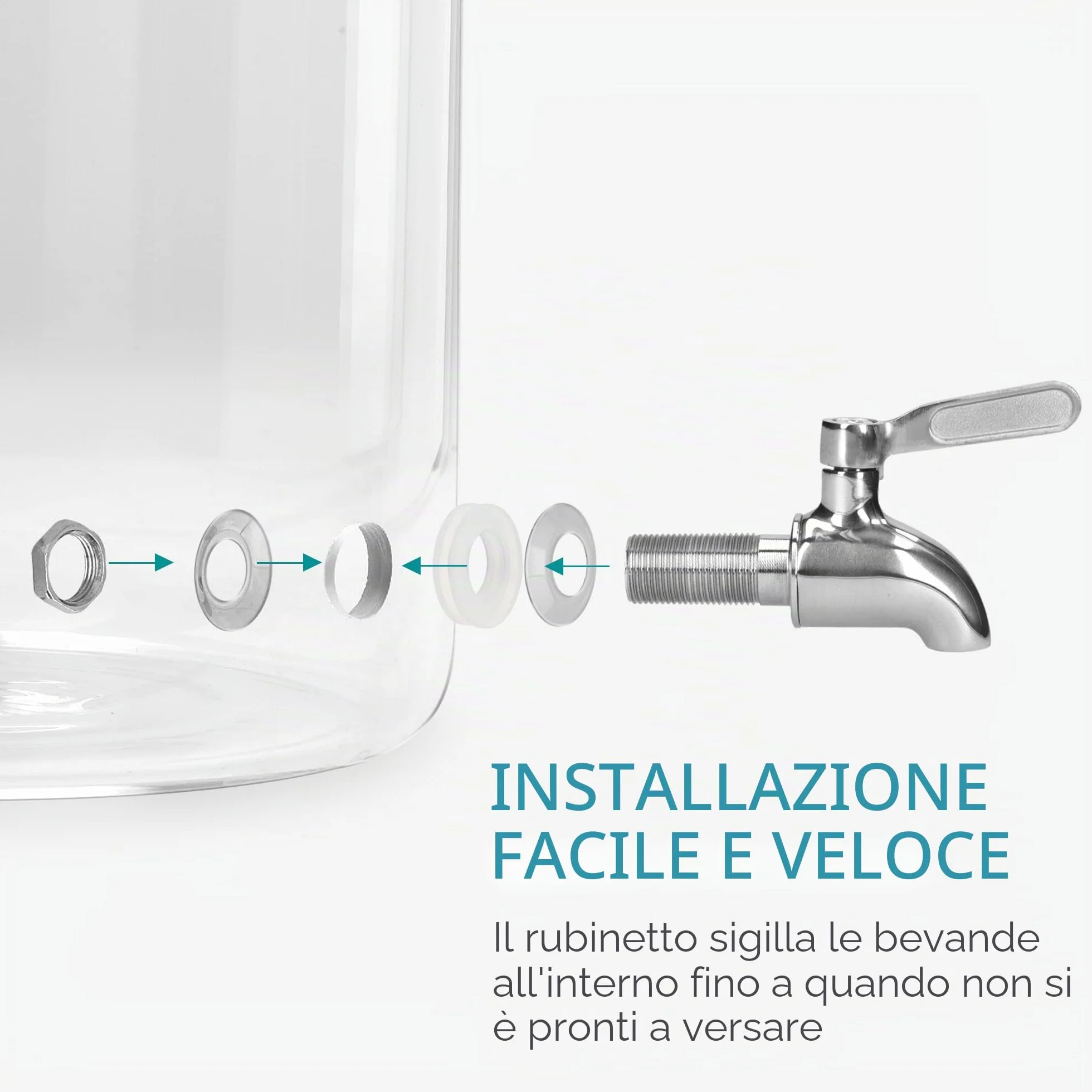 Navaris 5.6L Contenitore Bevande in Vetro con Rubinetto Distributore Acqua Sangria Cocktail Vino