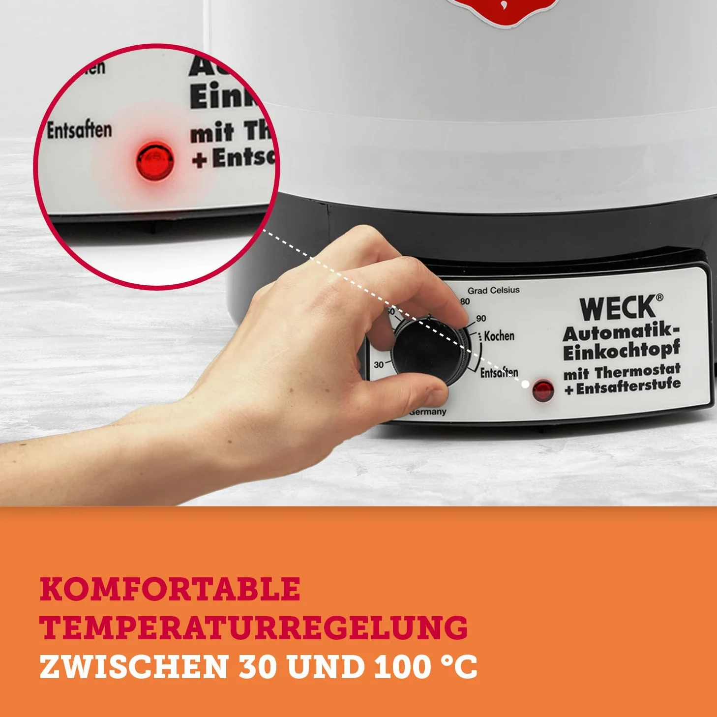 Weck WAT 34 Macchina per conserve, in plastica, senza orologio, con griglia