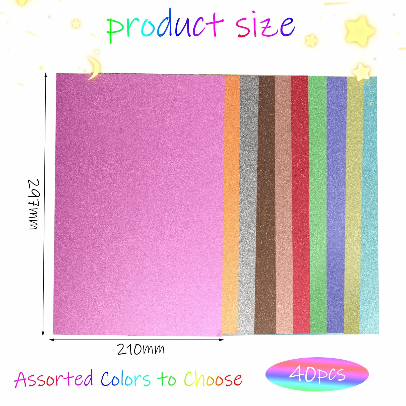 Cartoncini Colorati A4 230 g/m² 20 Colori Carta Glitterata per Lavori Artigianali DIY Scrapbooking