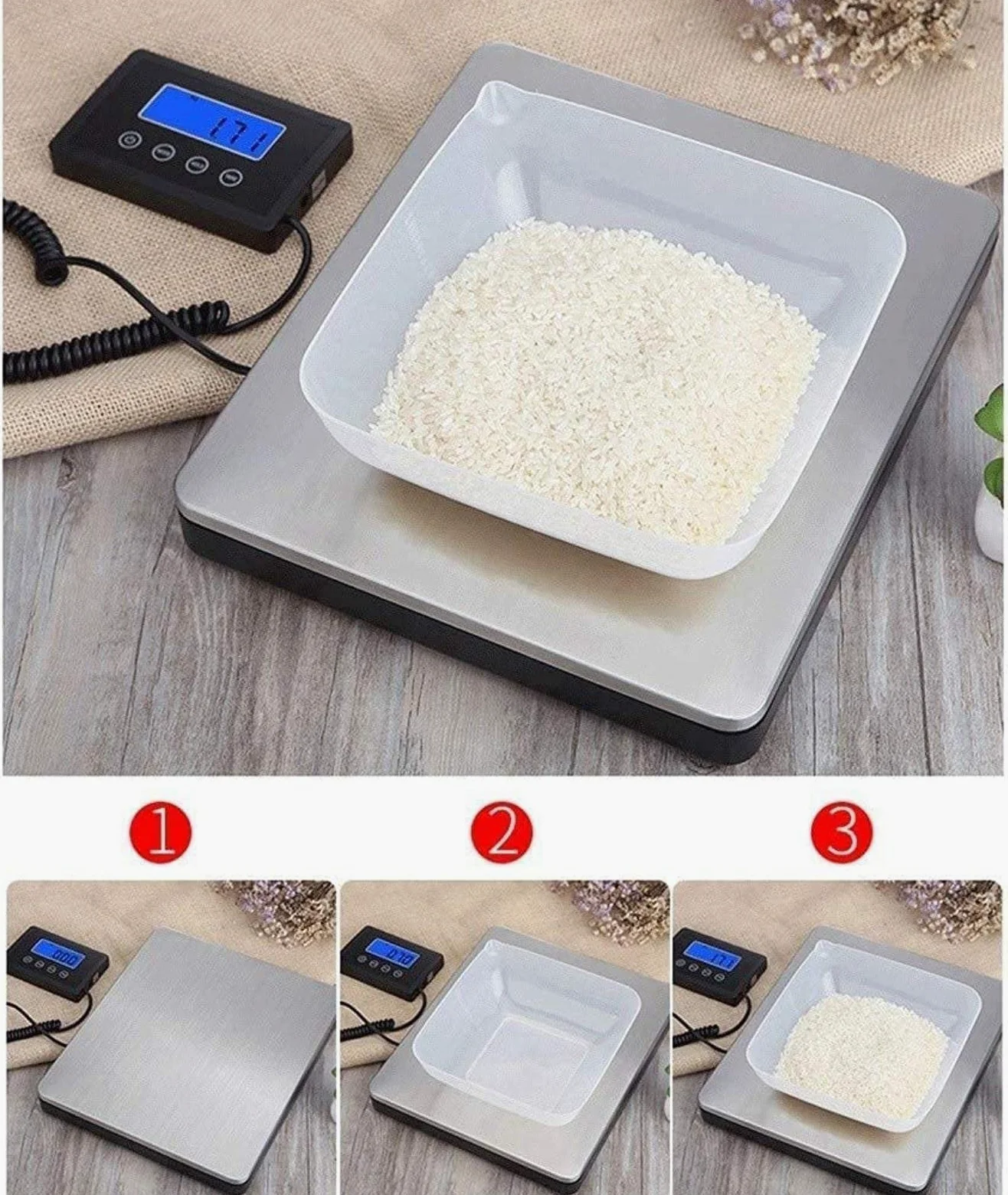 Bilancia Multifunzione,[Ultimo 2021] Bilancia Elettronica Digitale Argento Ad Alta Precisione 180Kg/50G Bilancia Frutta Piattaforma in Acciaio Inox per Negozio Bilancia da Cucina
