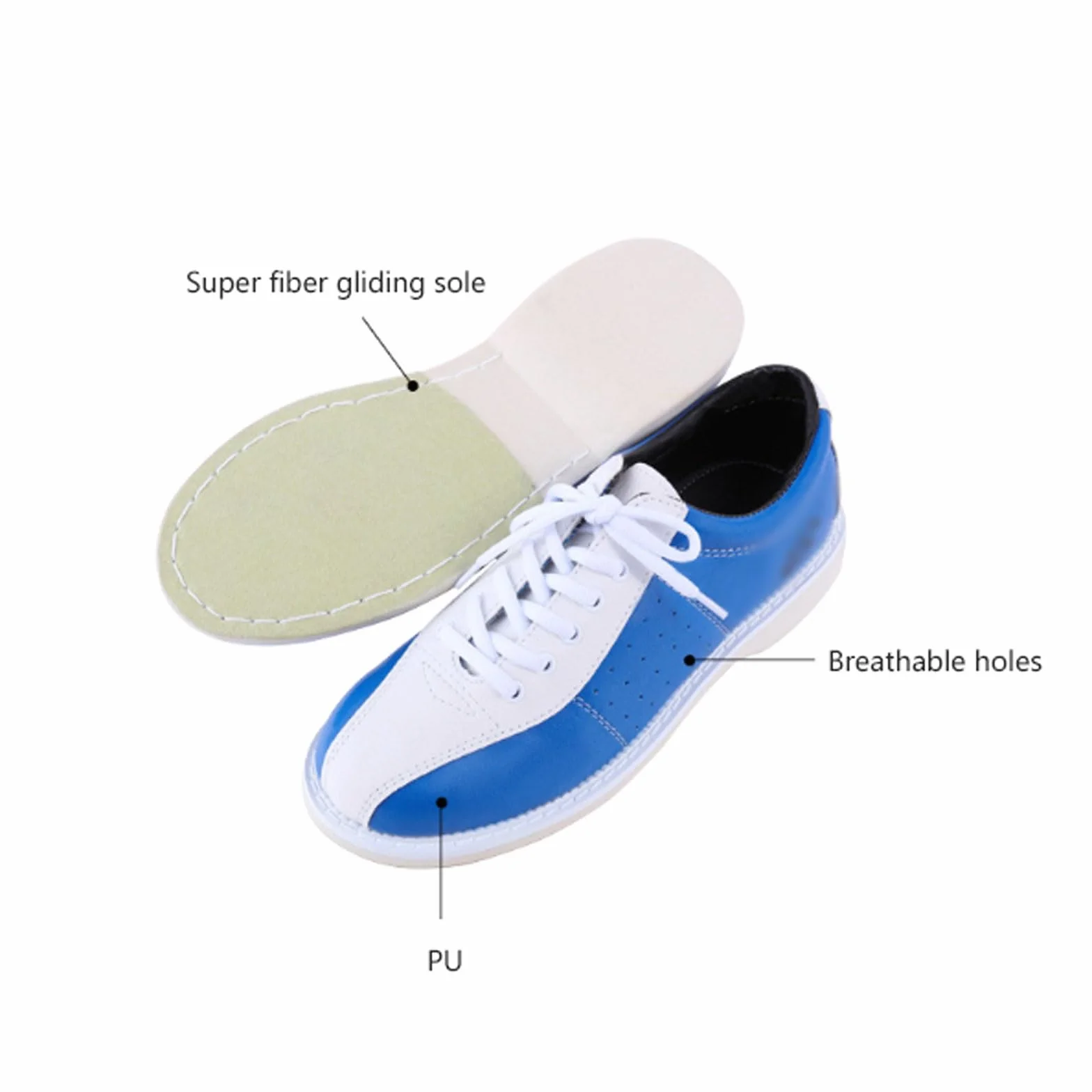 Scarpe da Bowling Unisex Adulto in Pelle Traspirante Blu Taglie 29-53
