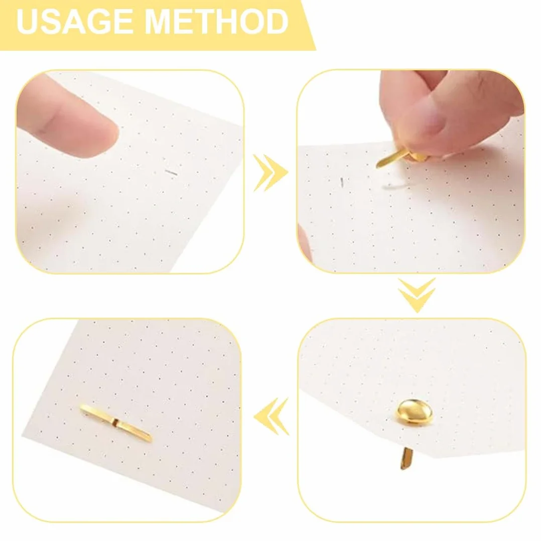 SULIUDAJI Mini Brads, 300 Fermagli Per Sacchetti, A Testa Rotonda, In Metallo, Per Scrapbooking, Per Scuola, Ufficio, Carta, Artigianato, Fai Da Te (Oro)