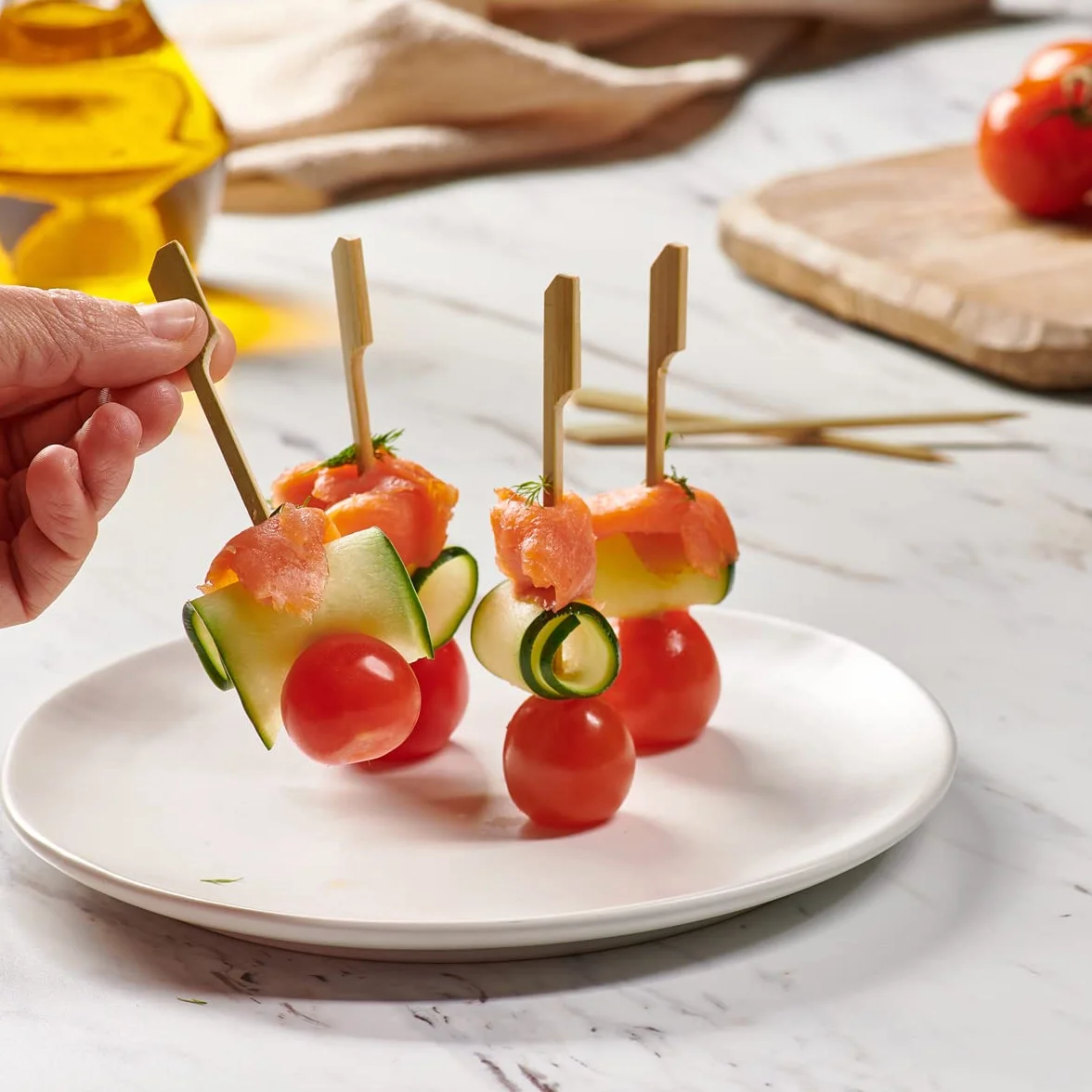 Spiedini in legno di bambù 10 cm 100 pezzi per cocktail e grigliate