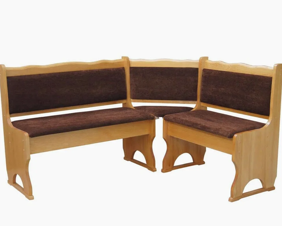 Imbottitura Panca angolare in legno di pino, colore Alder con imbottitura, in legno massello – nuovo marrone (100 x 200)