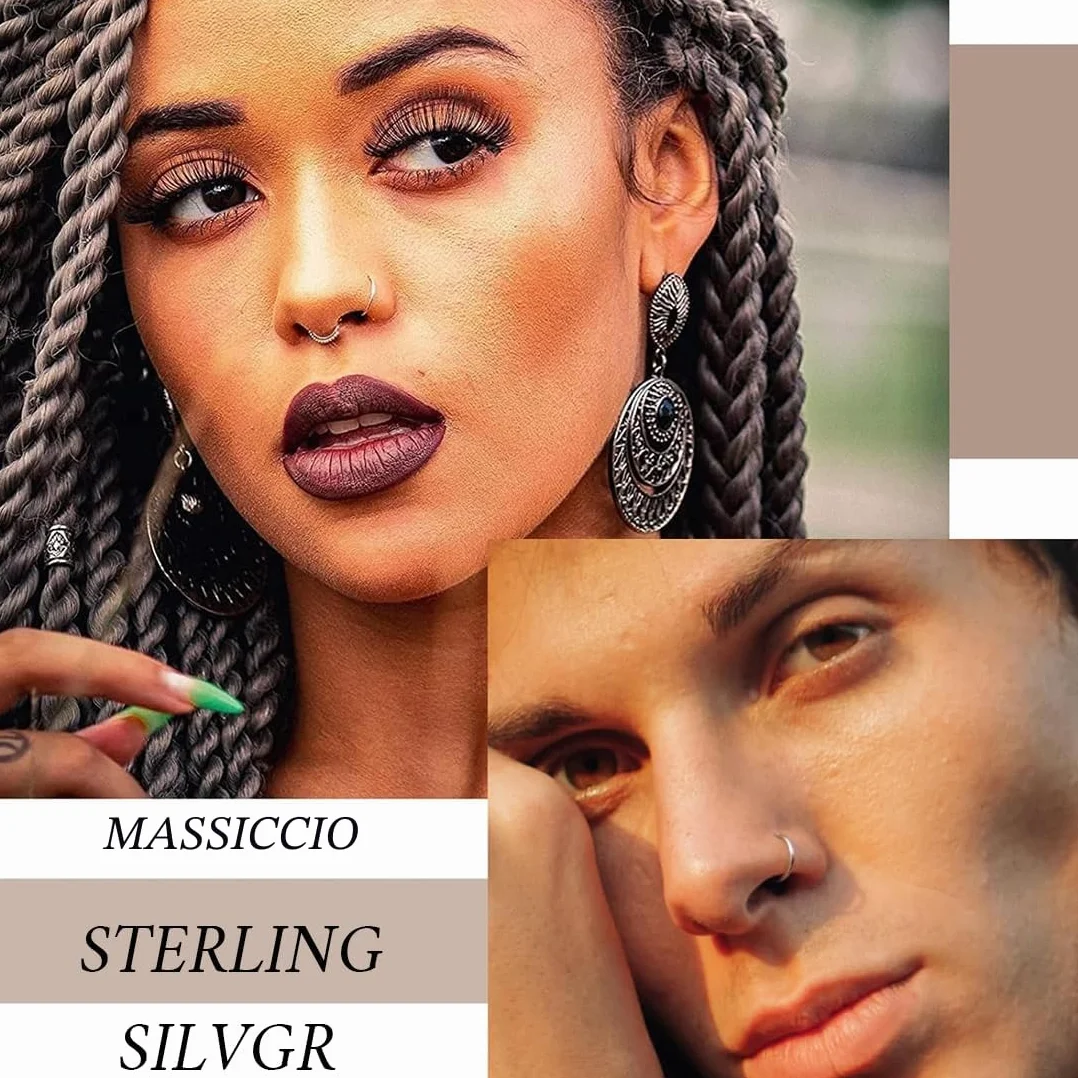 Titanio Ipoallergenico Piercing Naso Anello 6MM 8MM 10MM 12MM Septum Orecchio Cartilagine Trago Helix Nostril