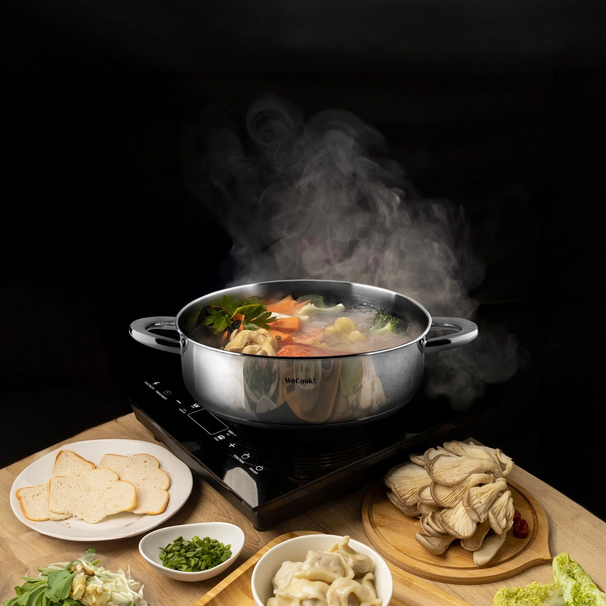 WECOOK! STAINLESS LOW COOKING POT WITH LID 32 cm.