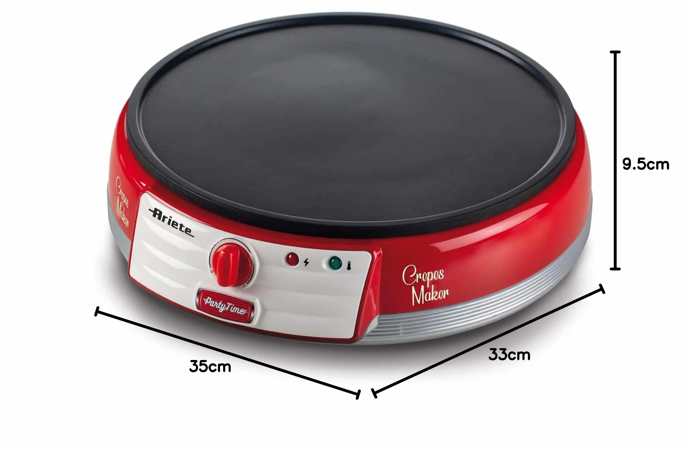 Ariete Crepes Maker Party Time 202 Crepiera Elettrica 1000W Piastra Antiaderente Rosso