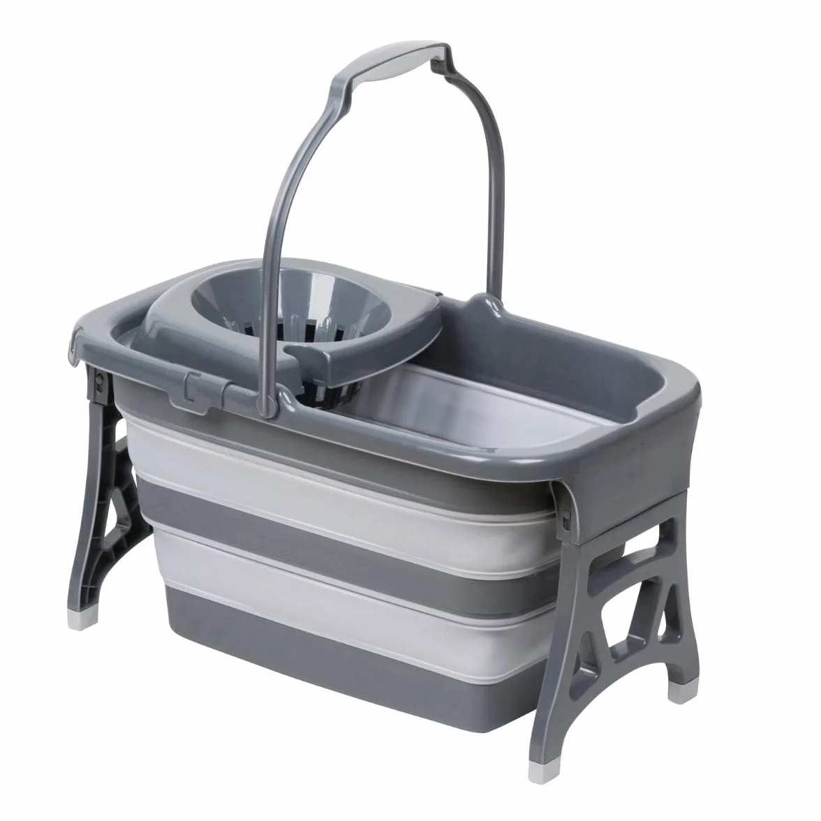 Dirt Devil Secchio pieghevole da 20 litri - Secchio Mop con strizzatore - Secchio per la pulizia dello spazio - Mopper portatile per pavimenti - Grigio Bianco
