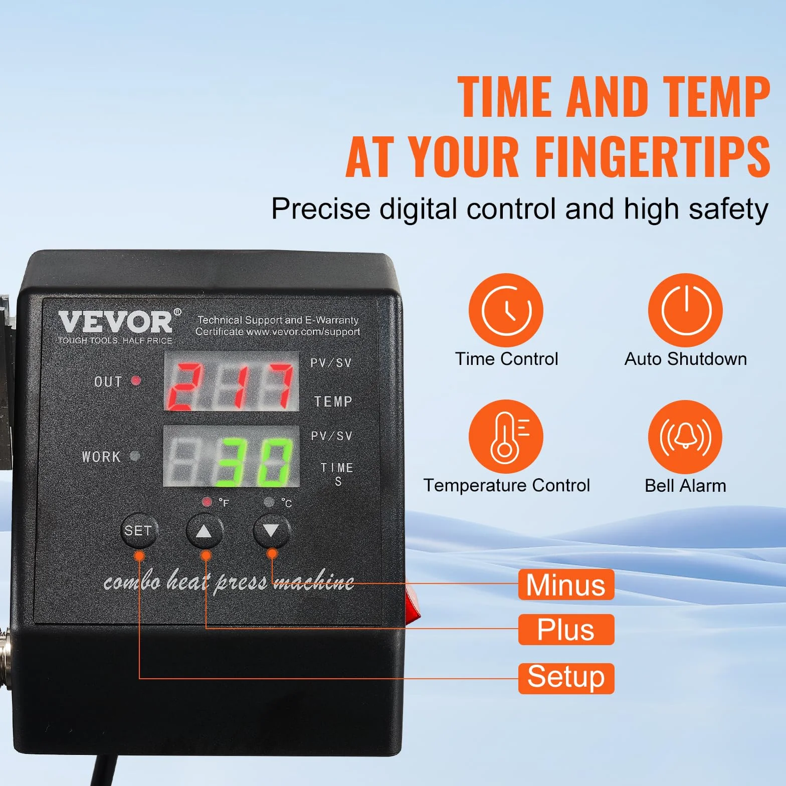 VEVOR 2 in 1 Macchina Digitale per Pressa a Caldo 1500 W 15x15 Pollici Sublimazione Girevole 360°