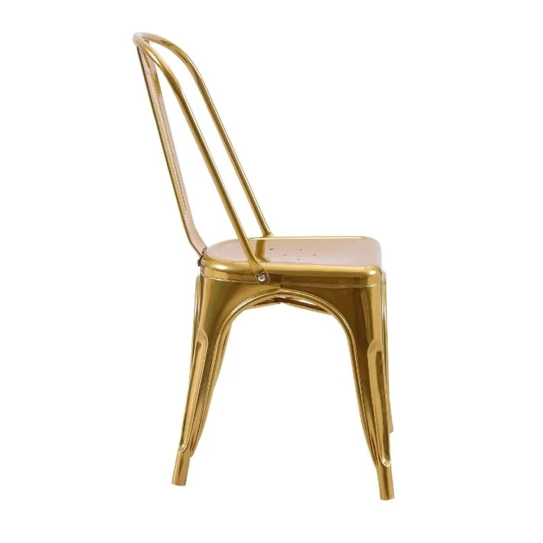Kosmi Set di 4 sedie stile industriale in metallo color oro, finitura lucida