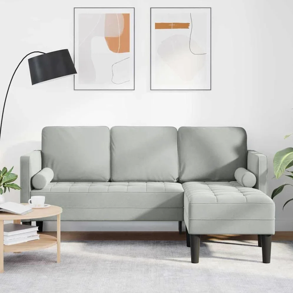 vidaXL Set di divani con Cuscino Grigio Chiaro Poliestere, Salotto, Divano Sezionale Moderno, Set Divano Resistente, Mobili Modulari, Poltrone in Velluto, Relax Interno