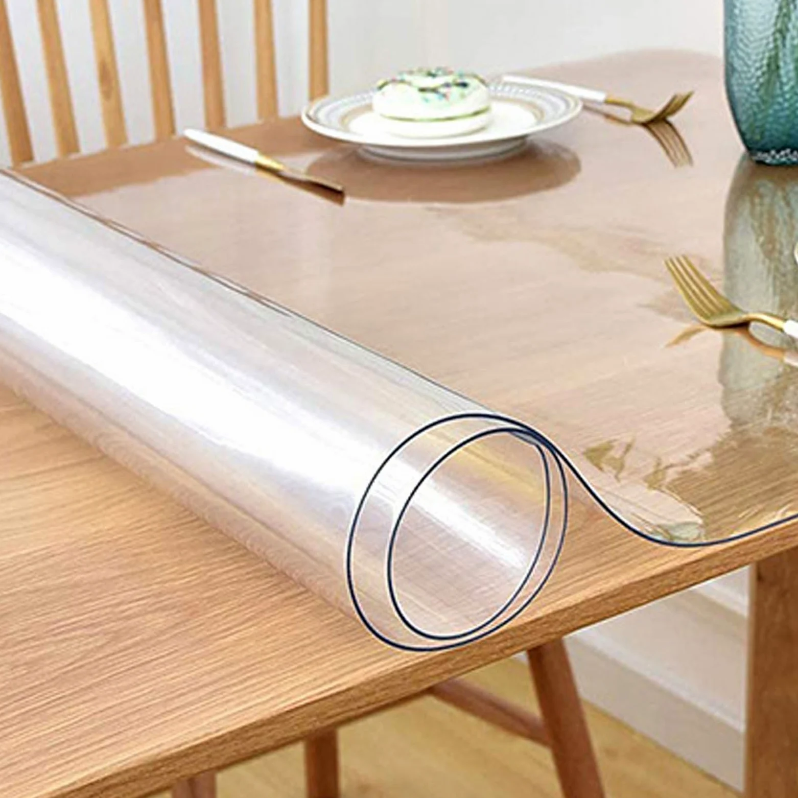 Copritavolo Trasparente,Tovaglia Trasparente,Tovaglietta Trasparente,Protezione da Tavolo Tagliabile,Sottomano da Scrivania Trasparente in PVC,Impermeabile,Tagliabile,per Scrivania