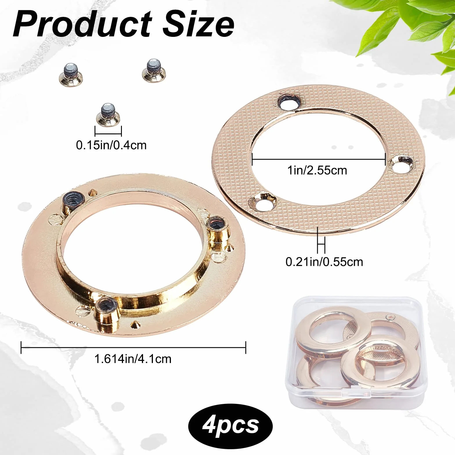 GORGECRAFT 1 Scatola 4 Pezzi 1 Pollici/25.5mm Occhielli Passacavi Oro Chiaro Snaps Borsa Manico Anelli Connettori Avvitabili Rotondi Risultati per Cucire Fai da Te Vestiti Artigianali