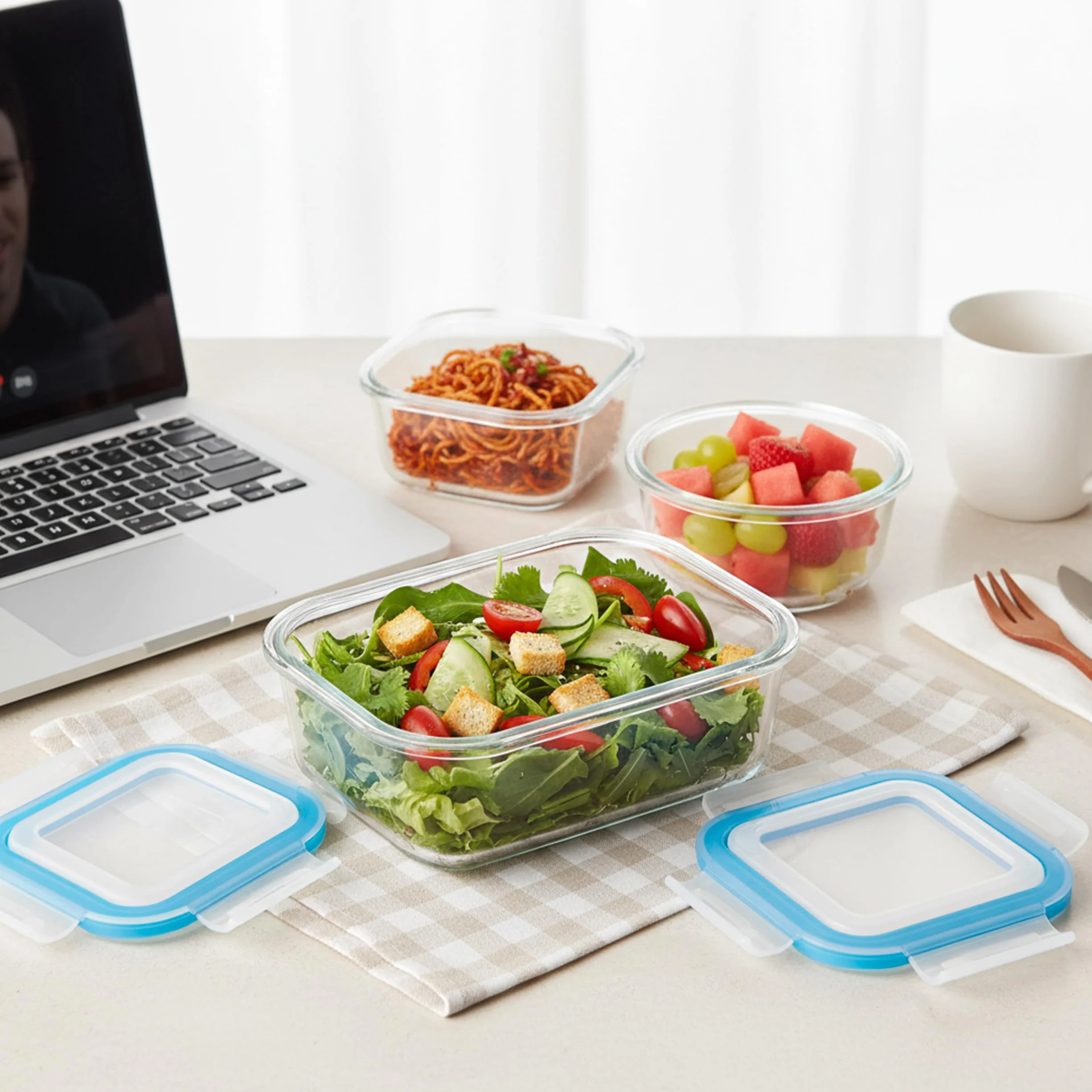 KICHLY Set contenitori vetro conservazione alimenti 18 pezzi ermetici senza BPA